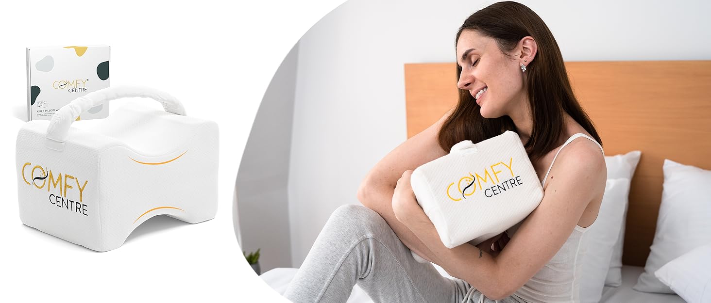 Подушка для сну на боку ComfyCentre: ортопедична подушка між колінами з піни Memory Foam - біла, без ременя
