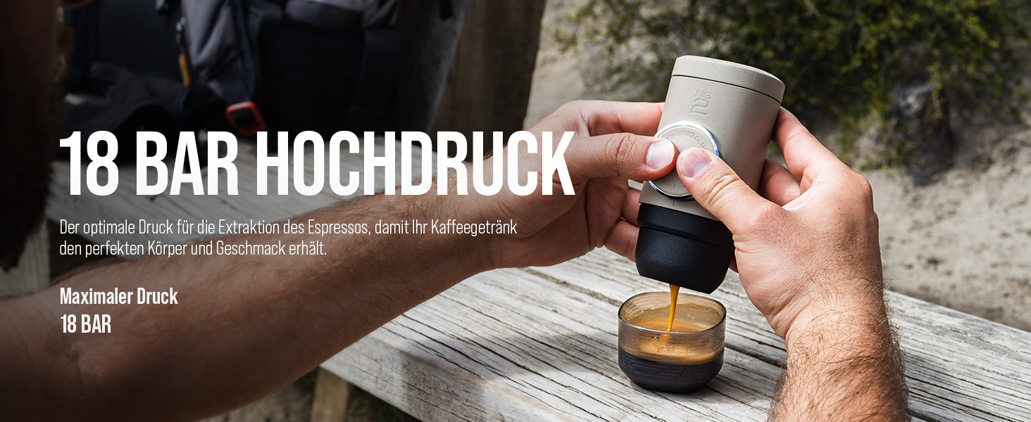 WACACO Minipresso NS2 - портативна кавомашина для Nespresso капсул, ручна, бежевий колір