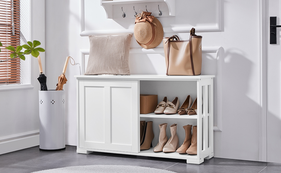 Білий комод-буфет у кухню Yaheetech з полицями та висувними шухлядами