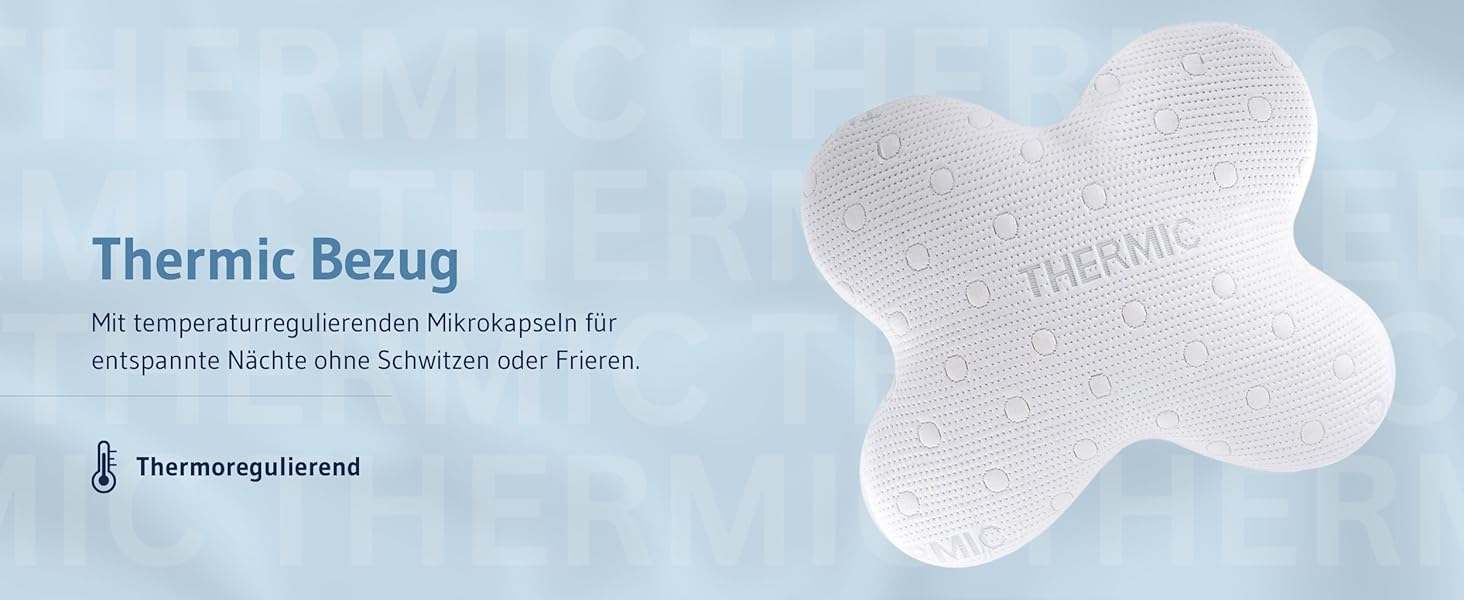 Ортопедична подушка для тих, хто спить на боці Acamar Thermic Ivory, комплект з чохлом, для профілактики болю в шиї, з піною з пам'ефекту, ергономічна подушка з термо-чохлом Acamar