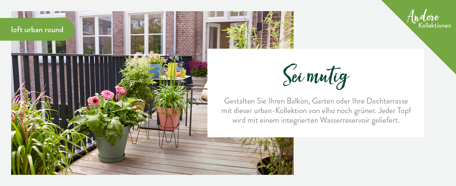 Горщик Elho Sereh Rund 40 - для дому та саду, 100% перероблений пластик, Ø 39 x H 33.3 см, Бежевий