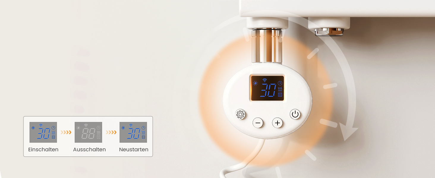 Електричний рушникосушар EMKE з термостатом, 1320x500 мм, білий, 800W (модель з Wi-Fi)