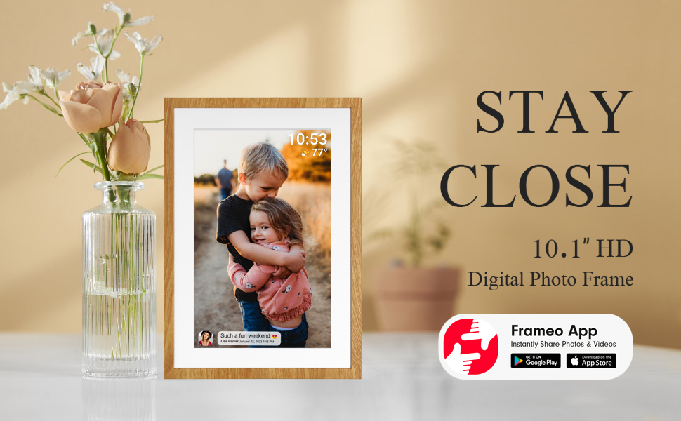 Цифровий фоторамка Frameo з Wi-Fi, 10.1 дюйма, 32GB, сенсорний екран, автоповорот, сумісність з додатком Frameo