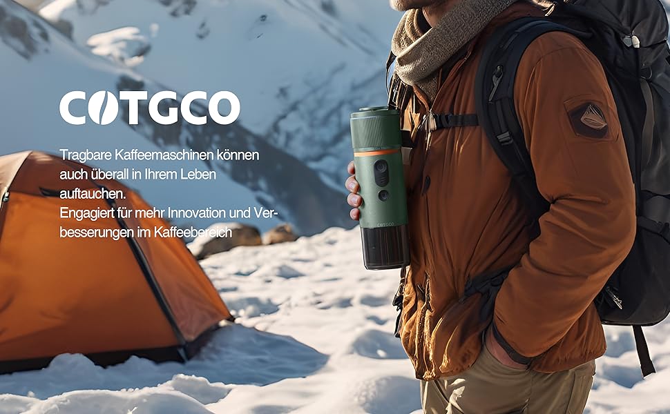 Портативна кавомашина на акумуляторі для подорожей COTGCO - Кавоварка для кемпінгу - Приготування 40 мл кави за 3 хвилини в авто - Насолоджуйтесь кавою на природі - Сумісна з капсулами Nespresso - Зелена