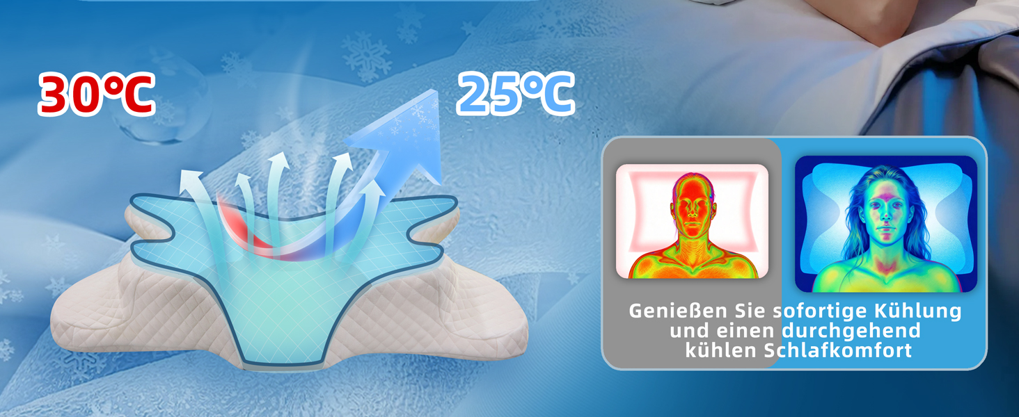 Ортопедична подушка для шиї з memory foam - для тих, хто спить на боці, знімний чохол, що охолоджує, для дорослих