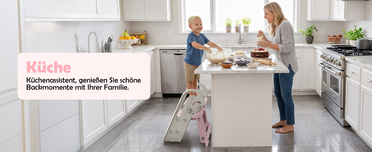 Дитячий підсходильник Onasti Tritthocker, регульована висота, 3 сходинки, з ручками, складний, анти-ковзний, для кухні, ванної кімнати, умивальника та туалету (Сірий) Сіро-білий (Рожевий)