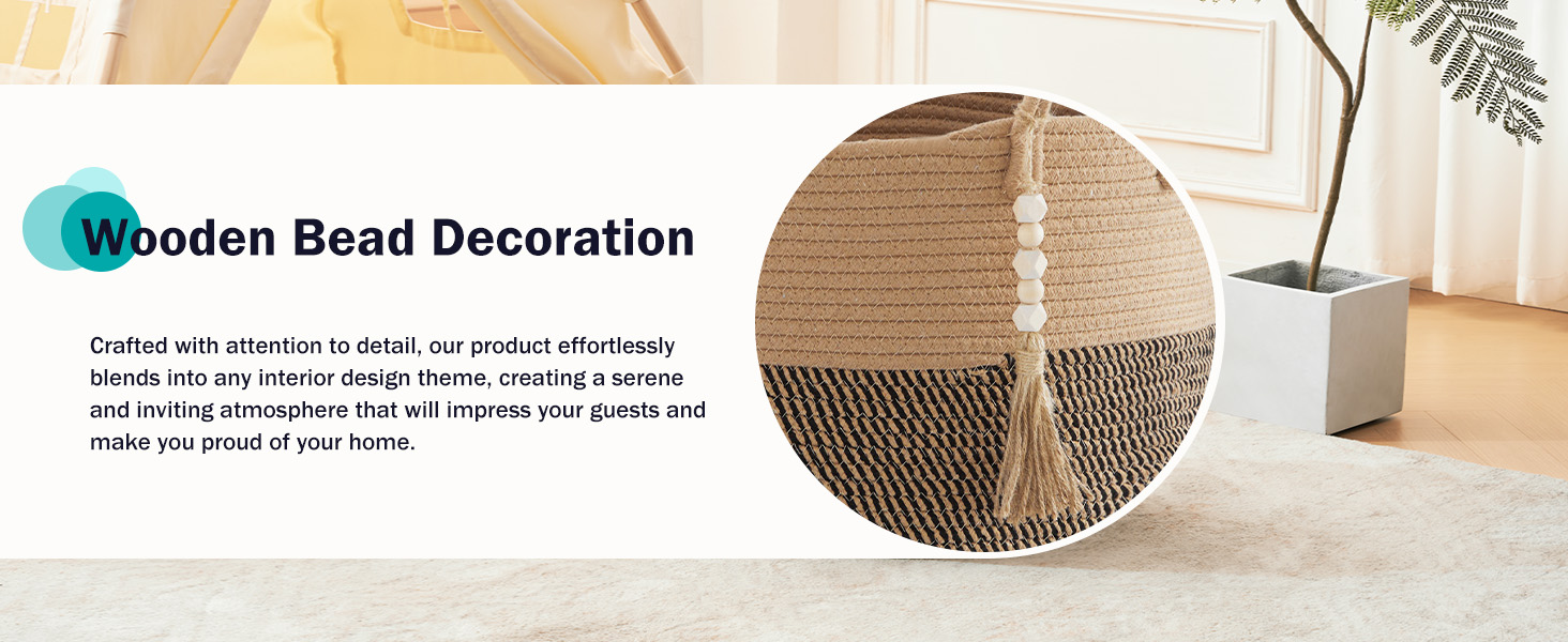 Кошик для білизни YOUDENOVA плетіний великий 65L, 50x33 см (жутовий & чорний)