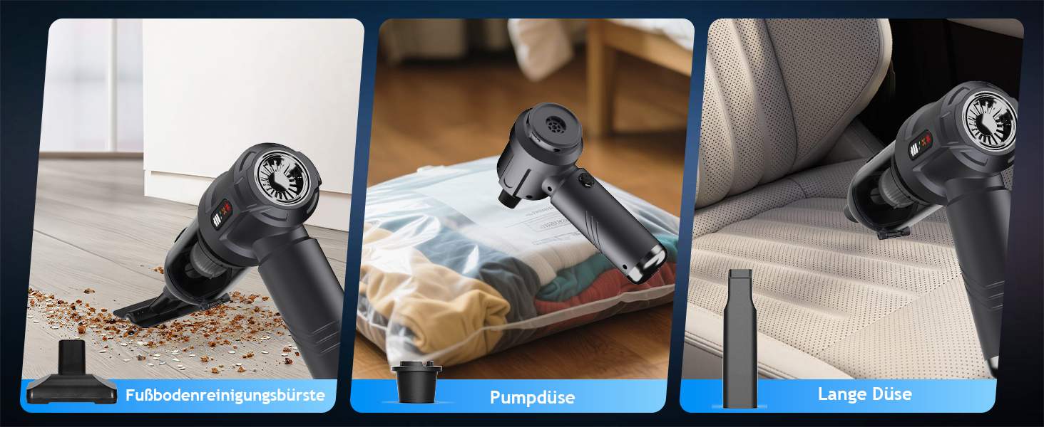 Акумуляторний ручний пилосос 4 в 1 для дому та авто, 25000Па, бездротовий портативний пилосос з автоматичним спорожненням контейнера, для шерсті тварин, сірий