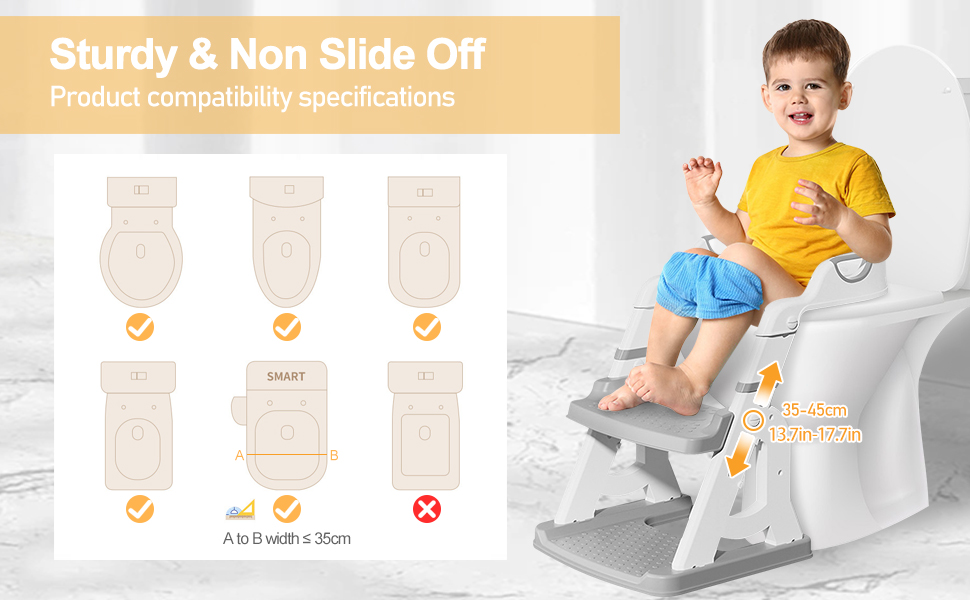 Дитячий унітаз-сходинка з сидінням, складаний 2-в-1, нековзний, з м'яким сидінням, захист від бризок, для дітей 1-7 років