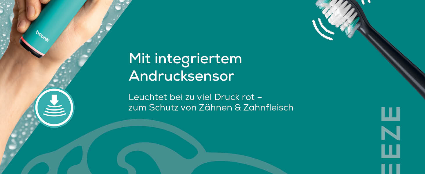 Електрична зубна щітка Beurer SC 30 Ocean Breeze: 4 режими чищення, 80 000 коливань, таймер, LED-дисплей + 2 насадки, корпус з переробленого пластику