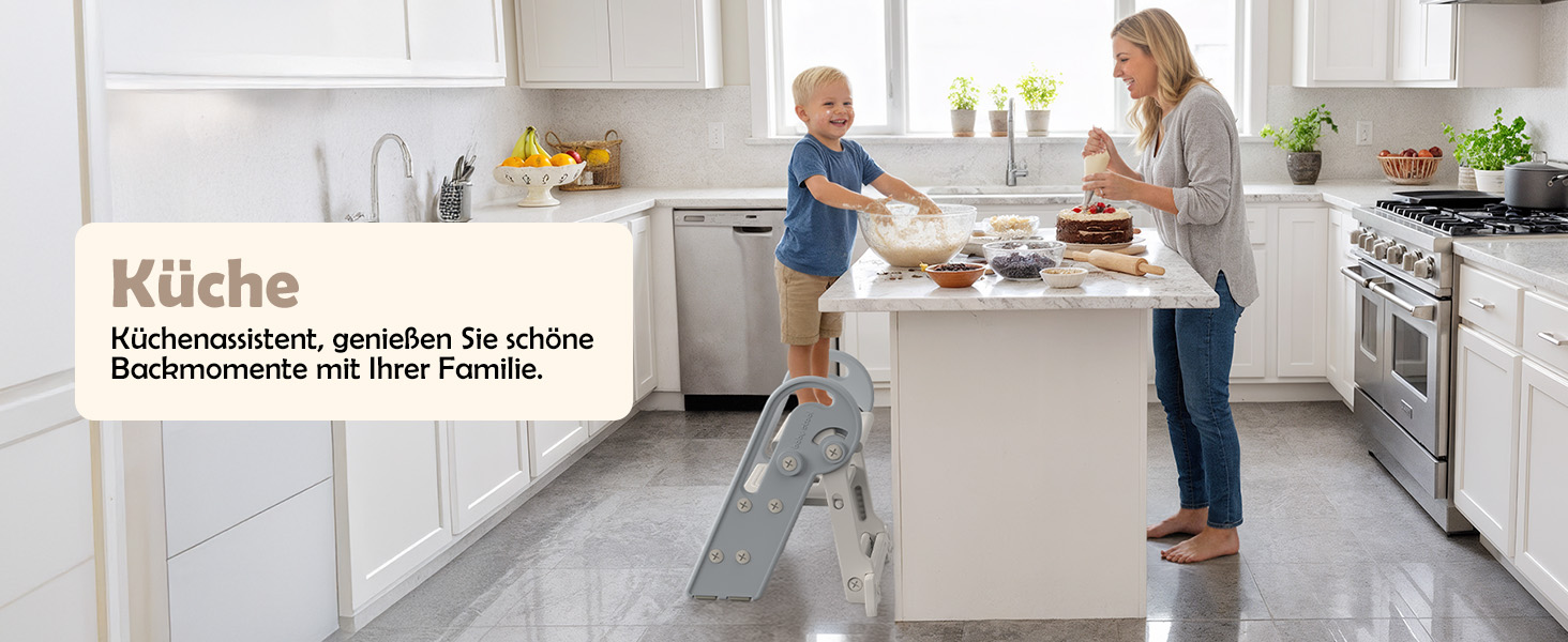 Дитячий підсвічник Onasti Tritthocker: регульована висота, 3 ступені, з ручками, складний, анти-кіп та анти-ковзний, для кухні, ванної кімнати, умивальника та туалету (сірий)