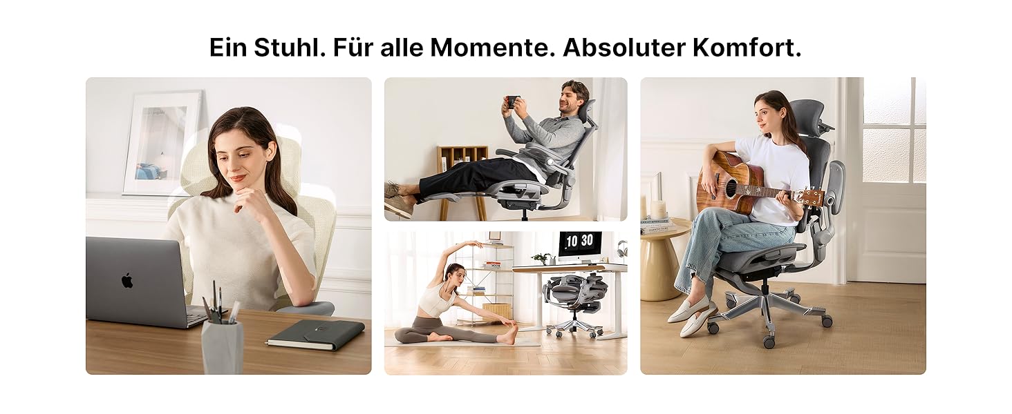 Офісний стіл HINOMI H2 Pro з ергономічною підтримкою попереку, регульованою підголівником та підлокітниками, до 150 кг, дихаюча сітка, поворотний крісло для дому та офісу, сірий