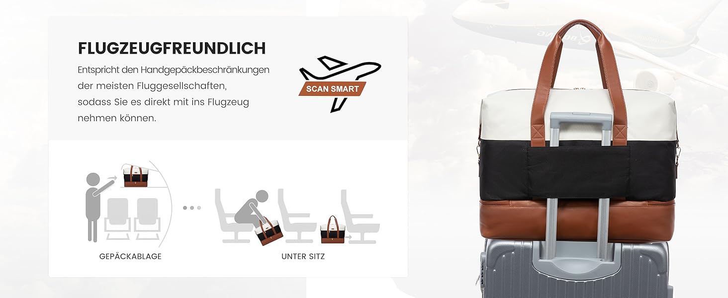 Спортивна сумка LOVEVOOK для жінок, дорожня сумка-валіза, дорожня сумка-мішок, сумка для подорожей, сумка для ручної поклажі в літак, сумка для пологового будинку, сумка для одягу з відділенням для взуття, косметичка, бежево-коричнево-чорна (чорна, 40x20x25см)