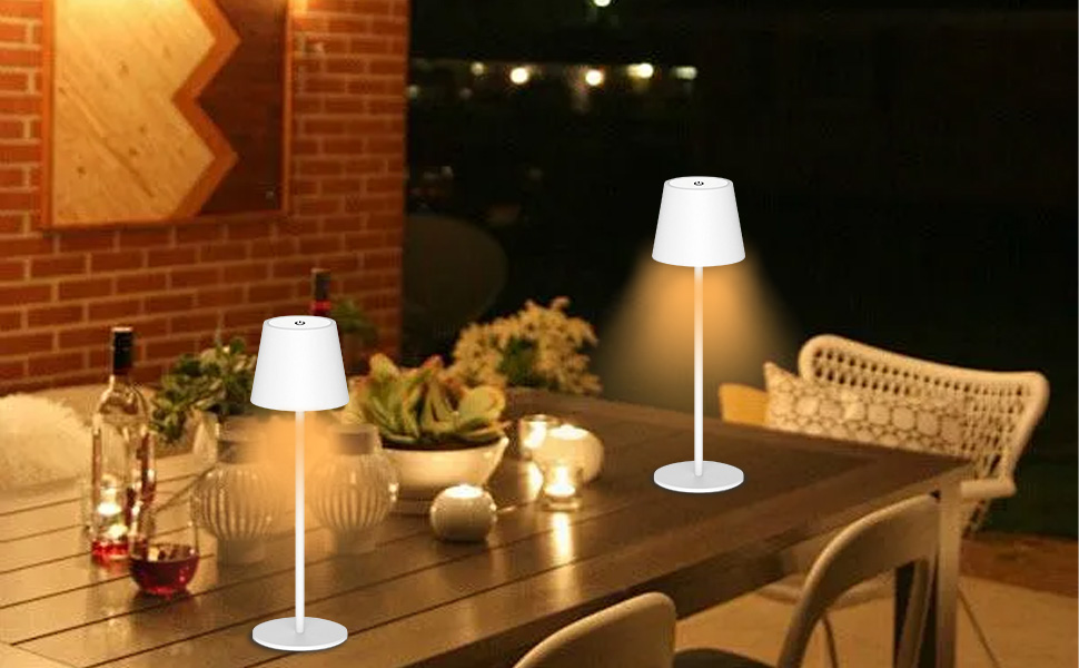 Акумуляторна LED-лампа Antela для дому та вулиці, диммер, 3 кольори, IP44, метал, 2 шт.