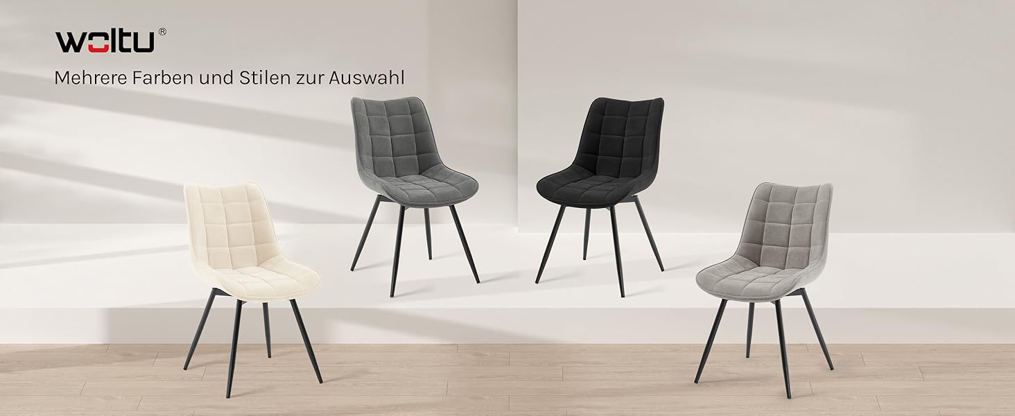 Крісла для їдальні WOLTU, набір 2 шт., обертаються, для кухні, вітальні, з м'яким сидінням з велюру, металеві ніжки, темно-сірий