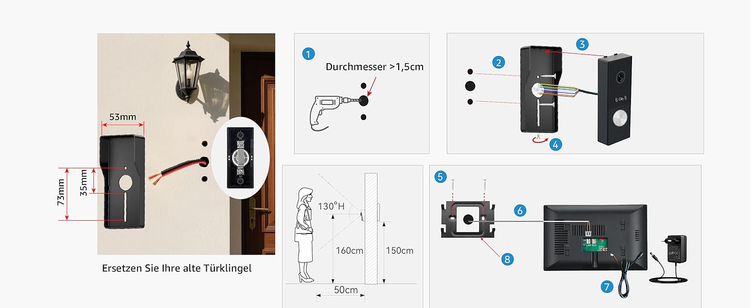 Відеодомофон WiFi з камерою та монітором 7