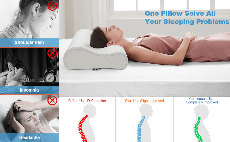 Ортопедична подушка для сну Memory Foam з чохлом (охолоджуючий шовк), 54*34*9/12 см, сіра