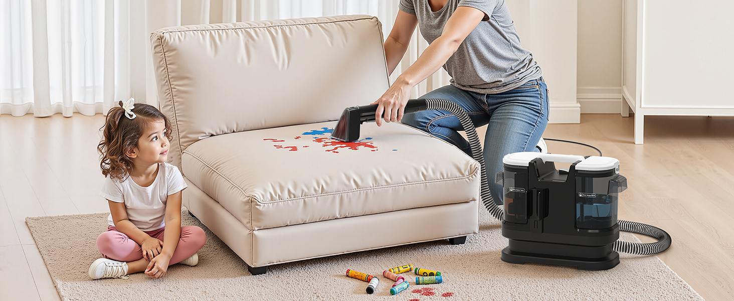 Низькошумовий волого-пилосос 450W для чищення килимів, меблів та авто. Потужність всмоктування 13500Pa, великий бак та довгий кабель. Ідеально для килимів, диванів, меблів, сходин, авто та передпосів. Білий (чорно-білий)