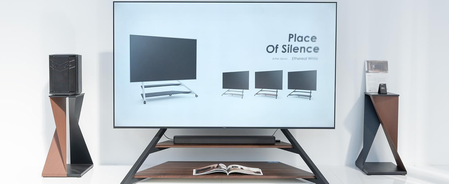 Підставка для телевізора FITUEYES Zen Серія Morandi Gray, дерев'яна, поворотна, регульована по висоті, для телевізорів 32-65 дюймів