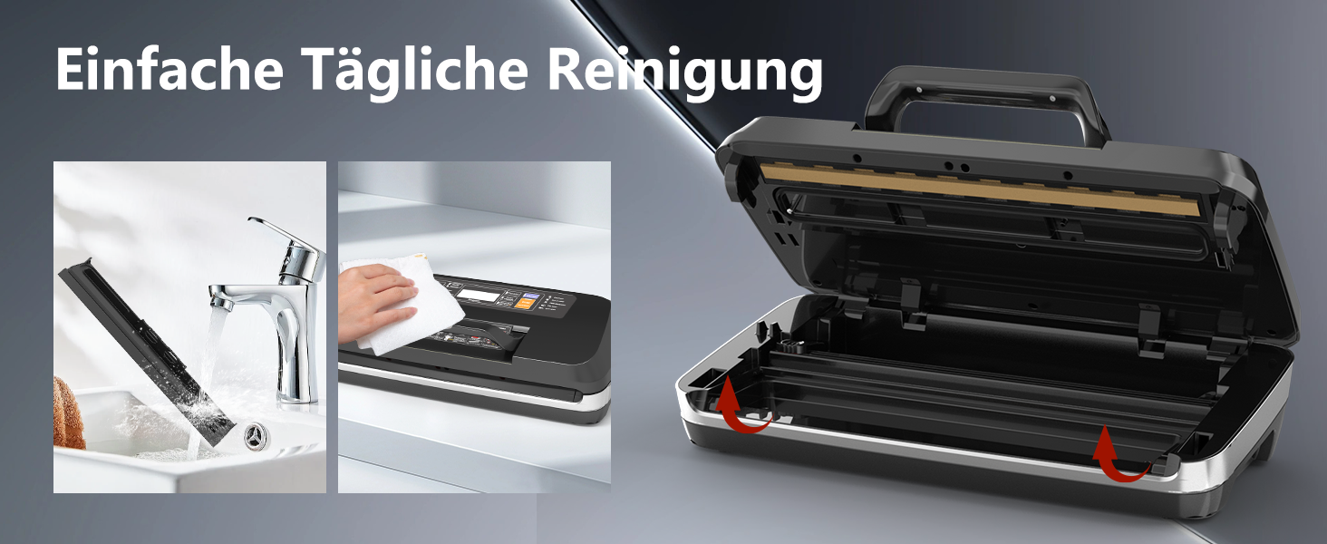 Вакууматор для продуктів 12-в-1, вакуумний пакувальник з подвійним швом, вбудованим різаком та лотком для збору рідини, 95кПа, чорний