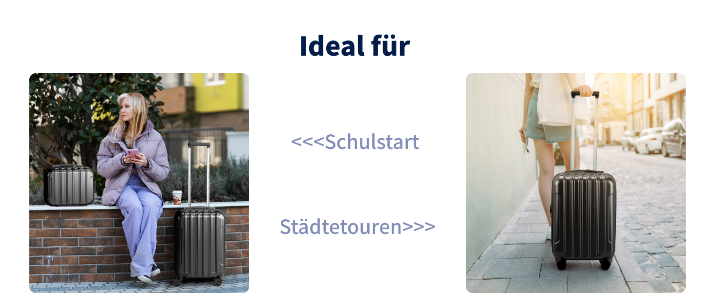 Набір валіз LEADZM 2 шт. з косметичною сумкою, валізи з ABS+PC, телескопічний ручка, ручна поклажа, градієнтний дизайн (чорний)