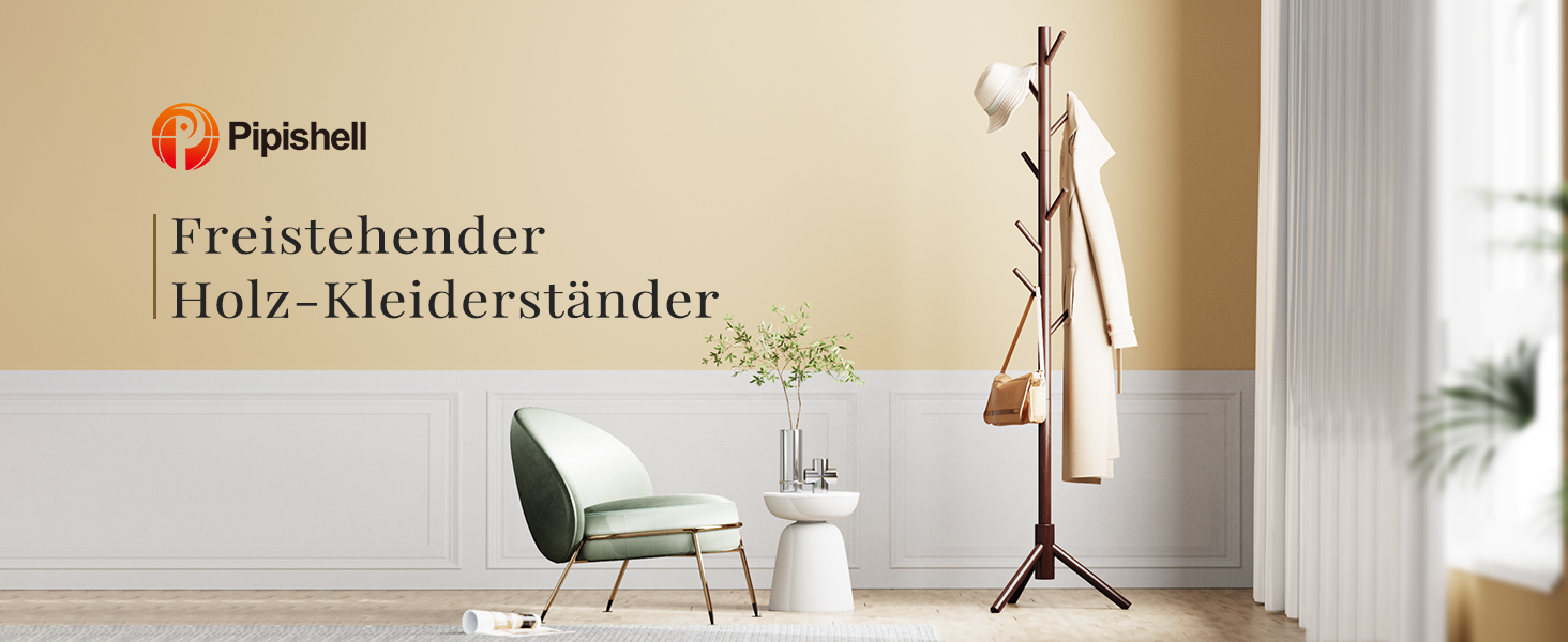 Підвісна вішалка для одягу Pipishell - дерев'яна, з 8 гачками, регульована висота, для дому та офісу