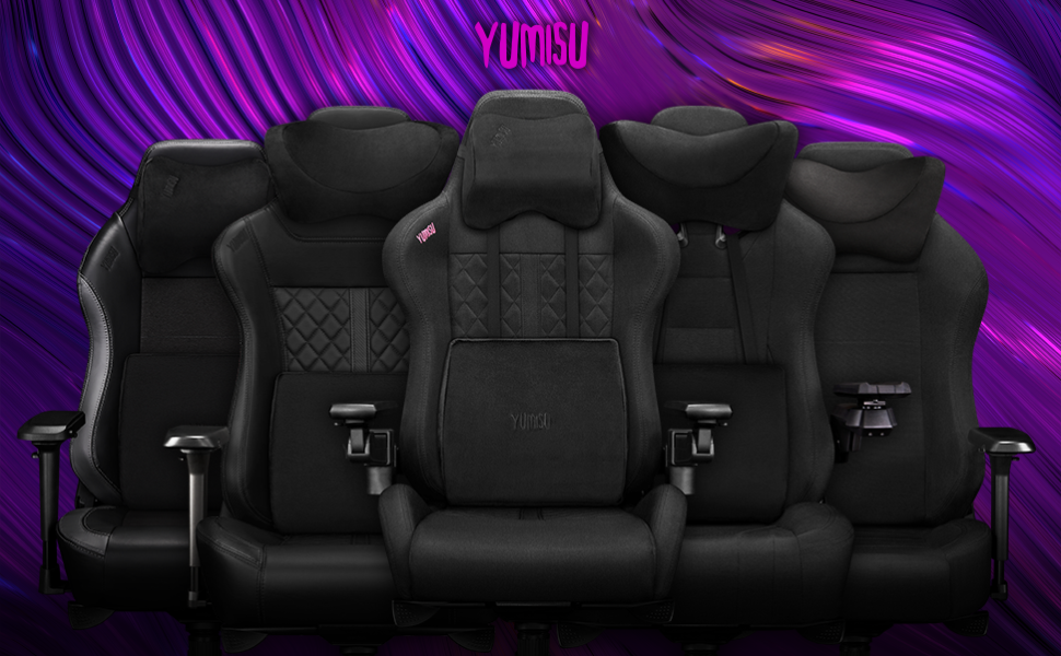 Ігровий крісло YUMISU 2054F з подушками для шиї та попереку, 4D підлокітники, тканина, до 150 кг (сірий/чорний)