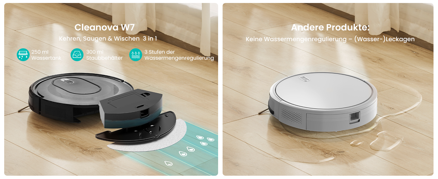 Робот-пилосос Vexilar W7 3-в-1 з вологою, 4000Pa, безщітковий мотор, 120 хв, для тварин, твердих підлог та килимів