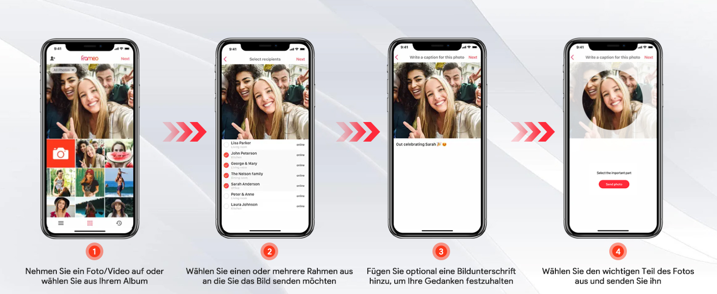 Frameo Цифровий фоторамка 10.1 дюйма, WALN, 32 ГБ, автоповорот, відправка фото/відео через додаток
