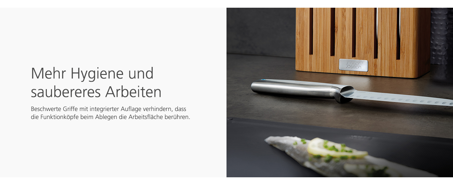 Набір ножів Joseph Joseph Elevate SlimBlock 5 шт. з точилкою, чорний (бамбук)