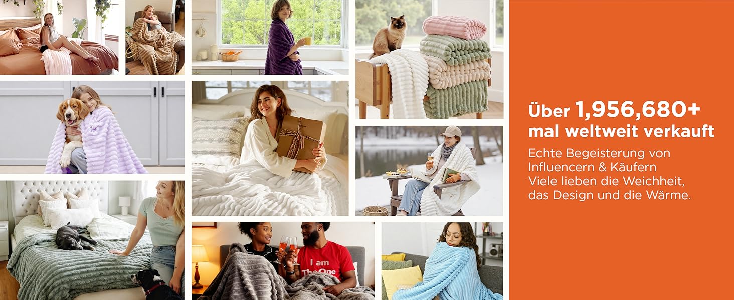 BEDSURE Плед великий 220x240 см - теплий, м'який, для дивана та декору інтер'єру, вовняний, флісовий, білий