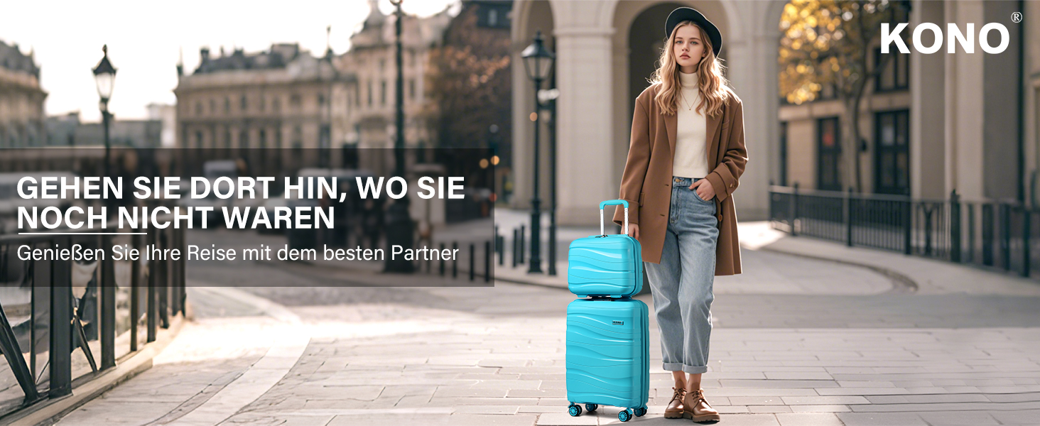KONO середній валіза 65см з поліпропілену з TSA замком, 65x46x26.5см (кремово-білий)