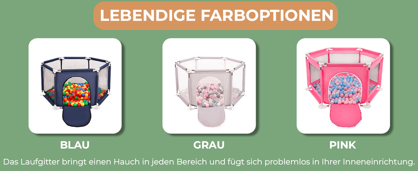 Шестигранний дитячий манеж з 100 кульками, сірий:білий/сірий/пудрово-рожевий