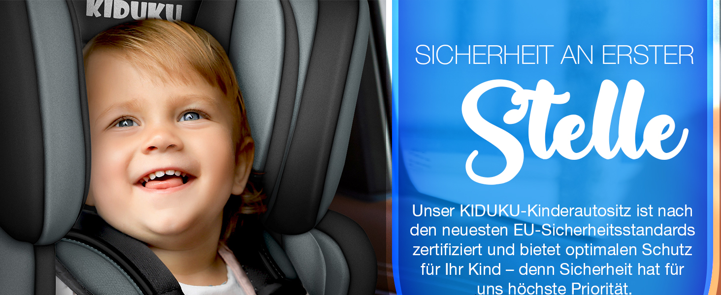Автокрісло KIDUKU® 9-36 кг (1-12 років) з підкладкою - Автомобільне крісло ECE R129/03, Група 1/2/3, чорне