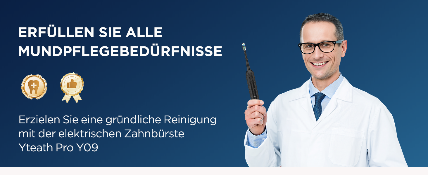 Електрична зубна щітка звукового типу для дорослих та дітей, 5 режимів чищення, 3 інтенсивності, таймер, 8 насадок, чорна, 1 шт.