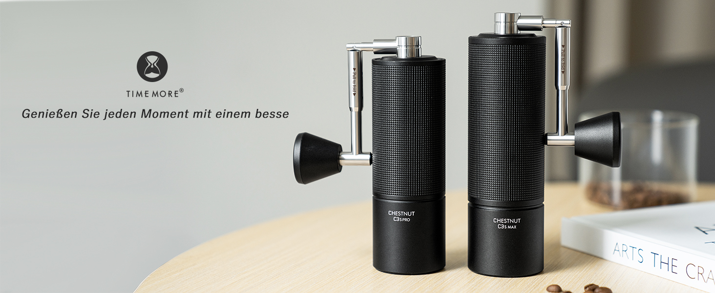 Ручна кавомолка TIMEMORE Chestnut C3S MAX, чорна: для еспресо та френч-прес, з металевим корпусом