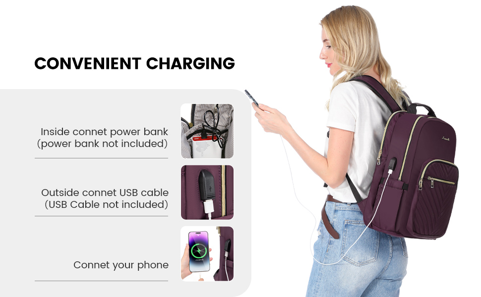 LOVEVOOK Рюкзак для жінок, великий, 15.6 дюймів, для ноутбука, водонепроникний, шкільний рюкзак, дівчата-підлітки, сумка на день, чорний, елегантний, для роботи, для школи, університету, подорожей (15.6 дюймів, темно-фіолетовий)