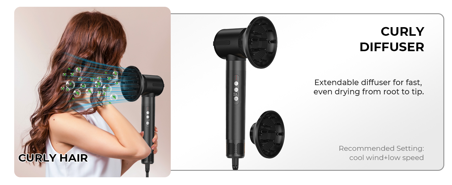 UKLISS Airstyler Pro 7 в 1: Фен-щітка з дифузором, 1400 Вт, професійний стайлер для сушіння, завивки та випрямлення волосся, чорно-золотий