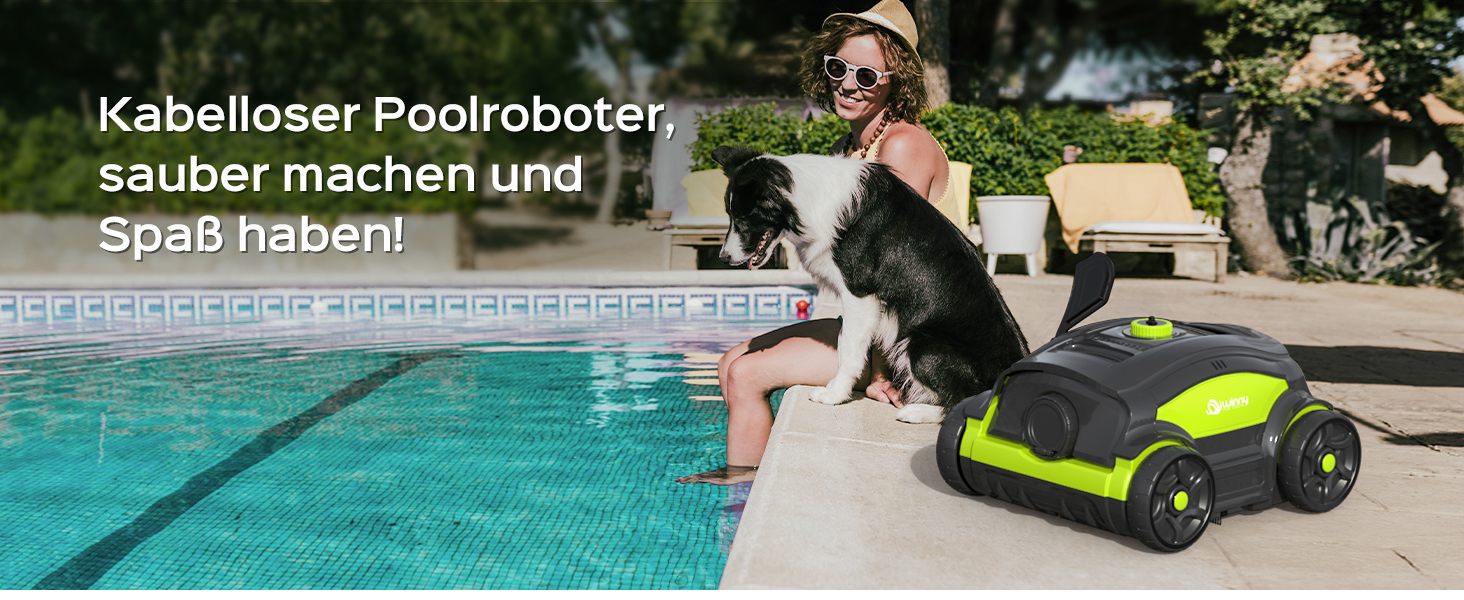 Робот-пилосос для басейну WINNY POOL CLEANER WY1103. Бездротовий, акумуляторний, час роботи 120 хв, подвійний мотор, LED-дисплей, фільтр прецизії 180μm, автоматичне паркування, для басейнів до 120 м²