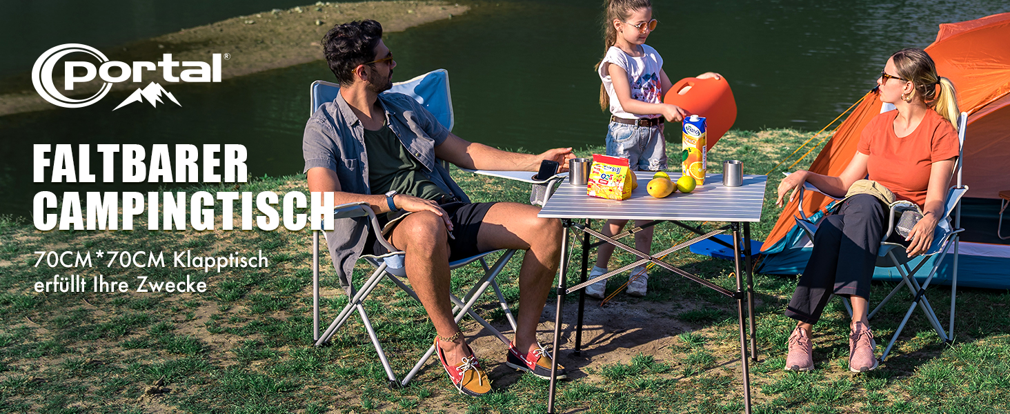 Складаний кемпінговий стіл PORTAL з алюмінієвою стільницею, витримує 80 кг, з сумкою для перенесення, білий — для пікніка, гриля, саду та балкона