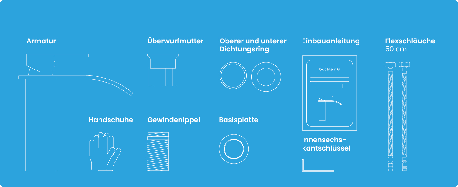 Змішувач для ванної кімнати Bächlein Tamina з водоспадним дизайном, однозахватний, антрацит, з монтажним комплектом
