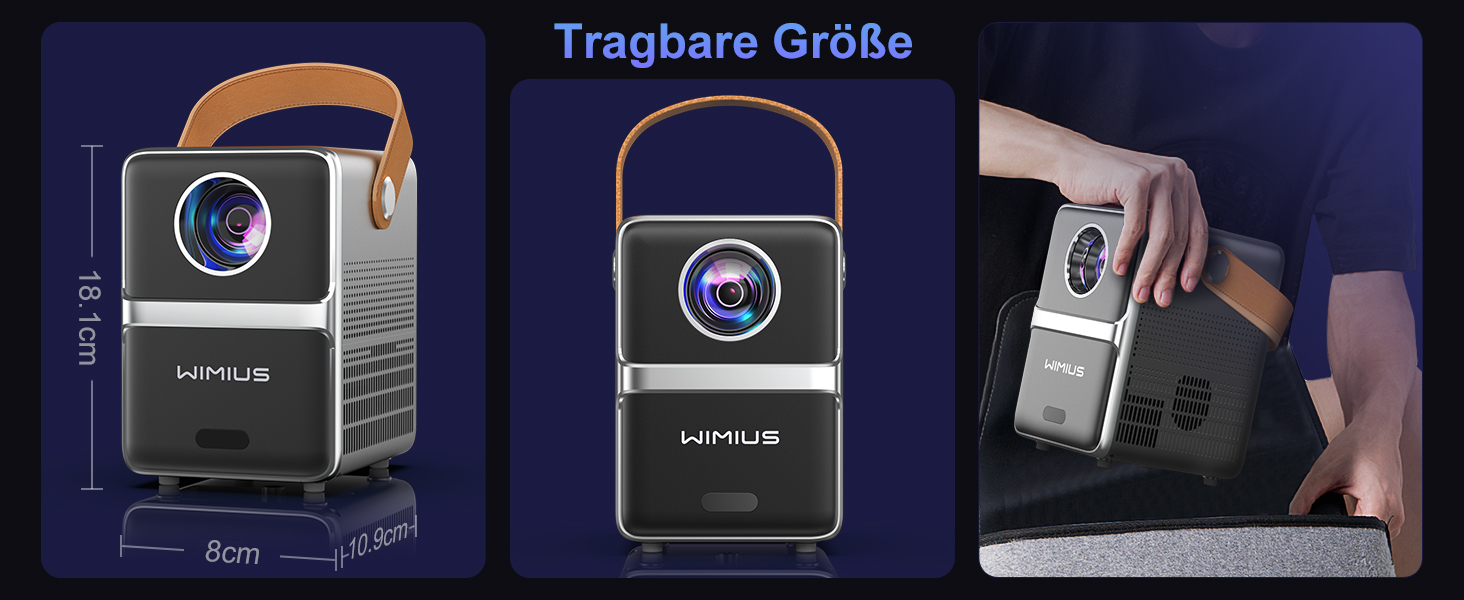 Mini-проектор WiMiUS 18000 Люмен з Wi-Fi та Bluetooth, 1080P Full-HD, для домашнього кінотеатру, сумісний з iOS/Android/Laptop/USB/PS5/AV, чорний