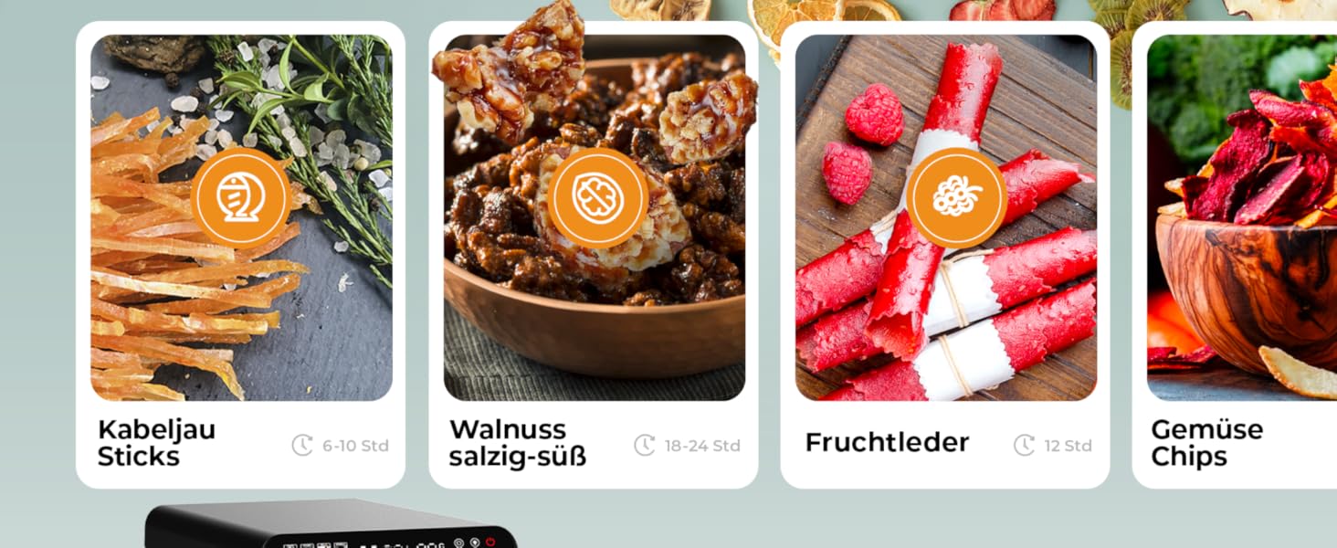 Електрична сушарка для фруктів та овочів Balter з нержавіючої сталі, 12 ярусів, 1100 Вт, 70 л об'єм, 12000 см² поверхня сушіння, BPA-free, 35–75 °C, таймер до 72 год