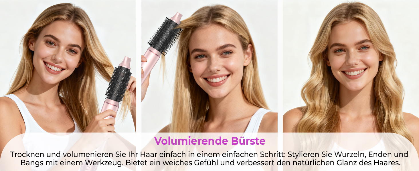 Airstyler 5 в 1: Фен-щітка для волосся з насадкою для локонів, чорно-золотий (5 в 1: Рожевий) - професійний стайлер для укладання