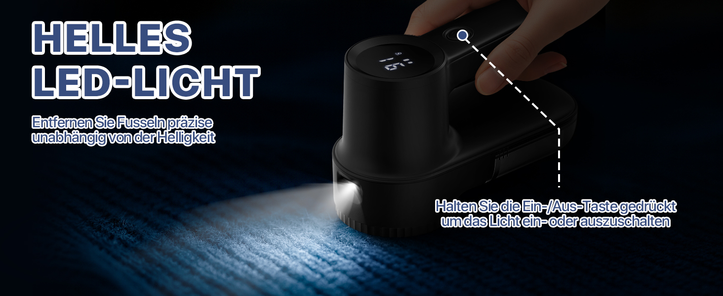 Машинка для видалення ковтунців електрична Homtronics з LED-підсвіткою, USB зарядка, 3 швидкості, чорна