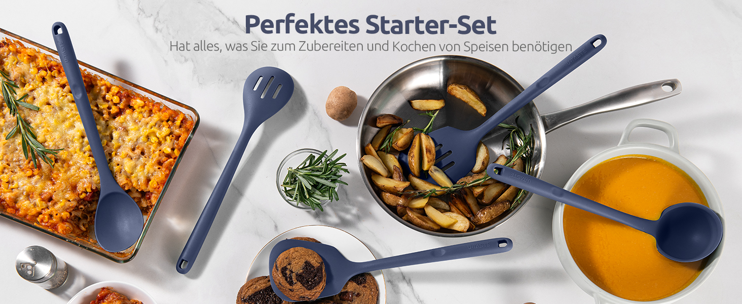 Набір кухонних аксесуарів U-Taste з силікону (5 шт.), стійкий до 315°C, BPA-free, антипригарне покриття, для приготування, перемішування, подачі
