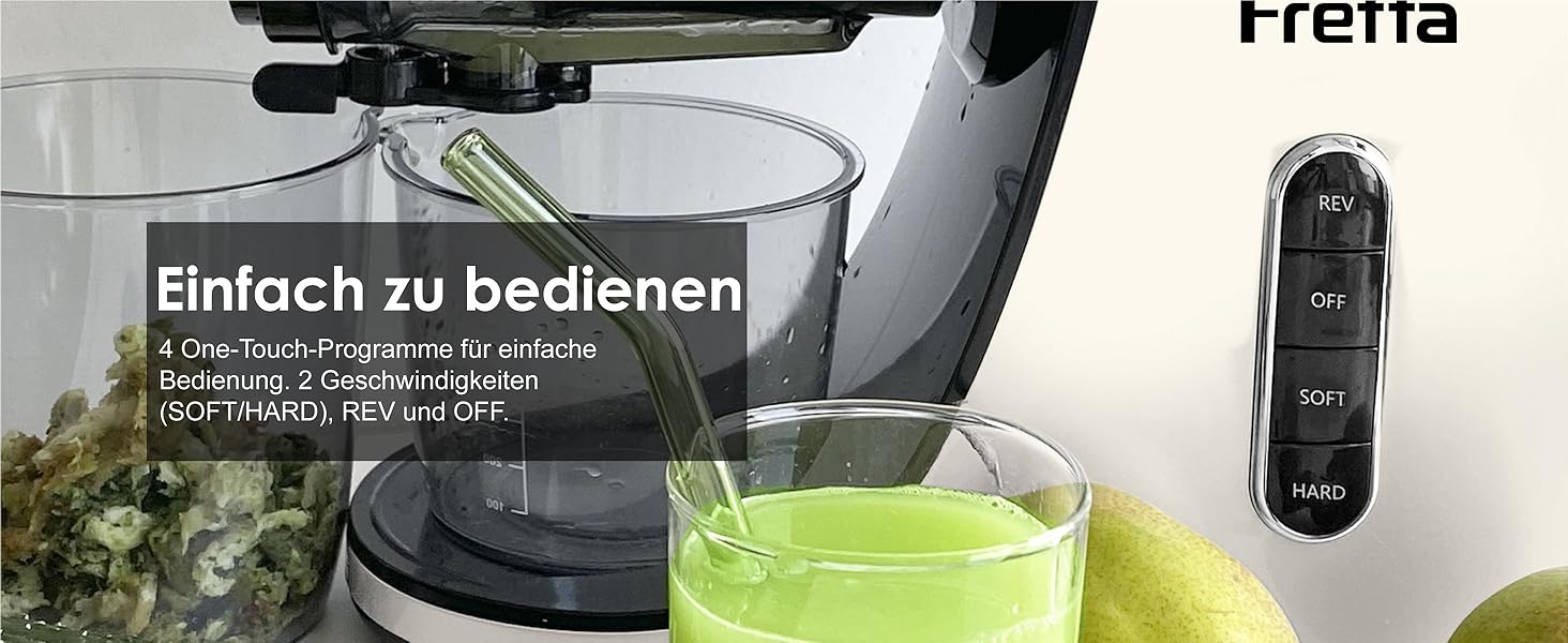 Фрета Slow Juicer: Електрична холодний відцентровий соковитискач для овочів та фруктів, 200W, 76 мм, легке очищення (кремовий)