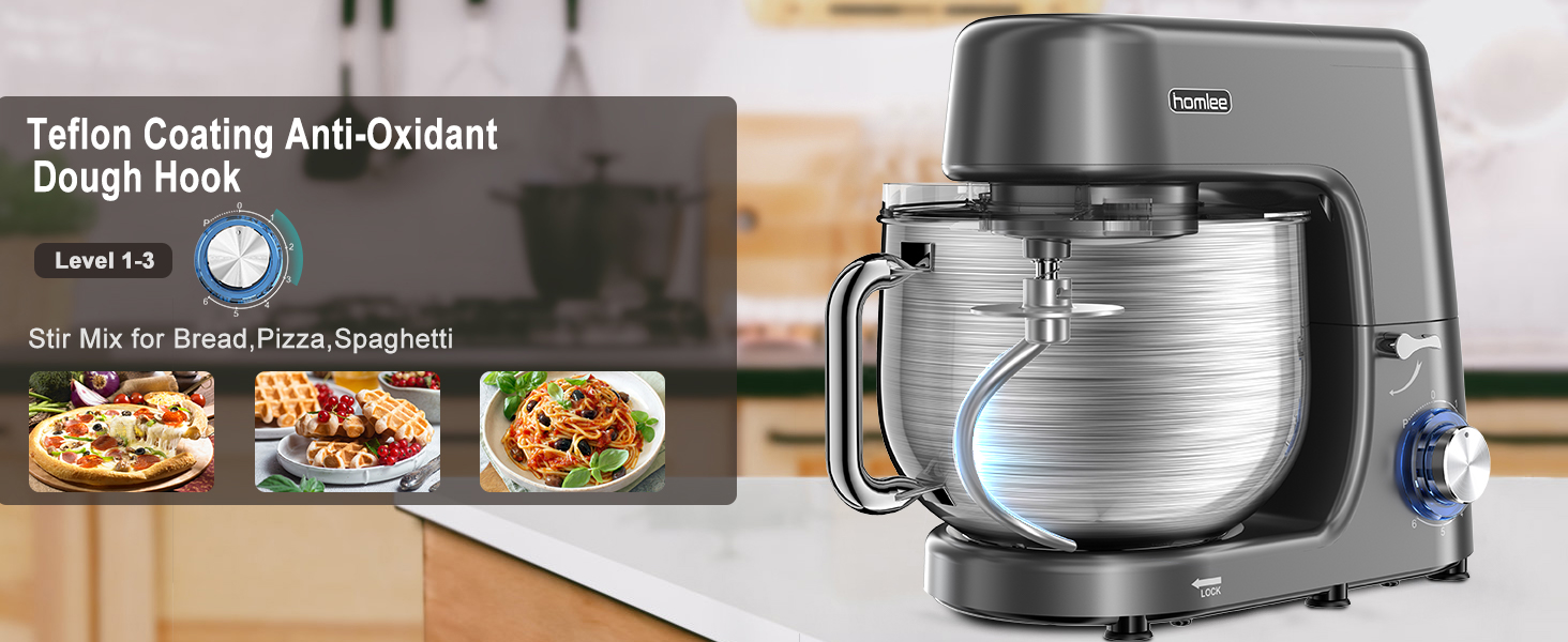 Кухонна машина 2000W з міксером та набором насадок, 7.2 л, нержавіюча сталь, сірий колір