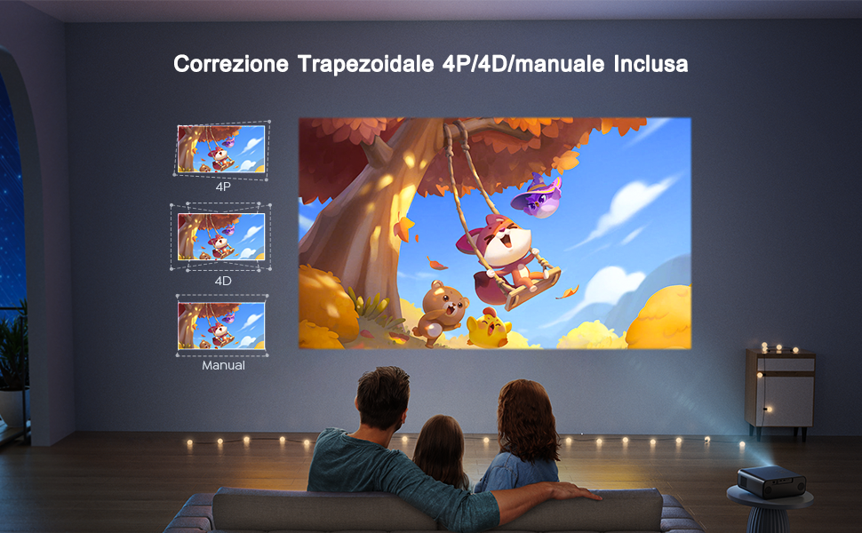 Проектор LED 4K Heikino з Автофокусом та Трапецеїдною Корекцією, WiFi6, Bluetooth, Dolby Audio, Netflix, Android/iOS, для Відкритих Просторів (Чорний/Сірий)