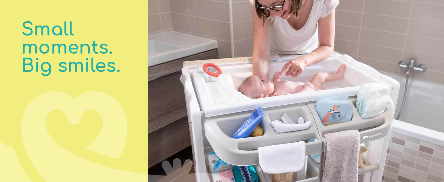 Дитяча ванночка та пеленальний столик 2-в-1 Bebeconfort Dolphy, сірий, 0-12 місяців (до 11 кг)